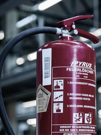 Gekennzeichneter Feuerlöscher für die Inventur mit dem Asset Sheriff